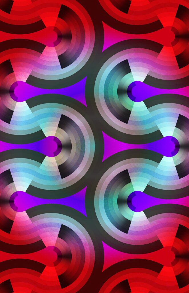 Vibrant Abstract Curvy Wallpaper: Bold Red, Blue & Purple Design
