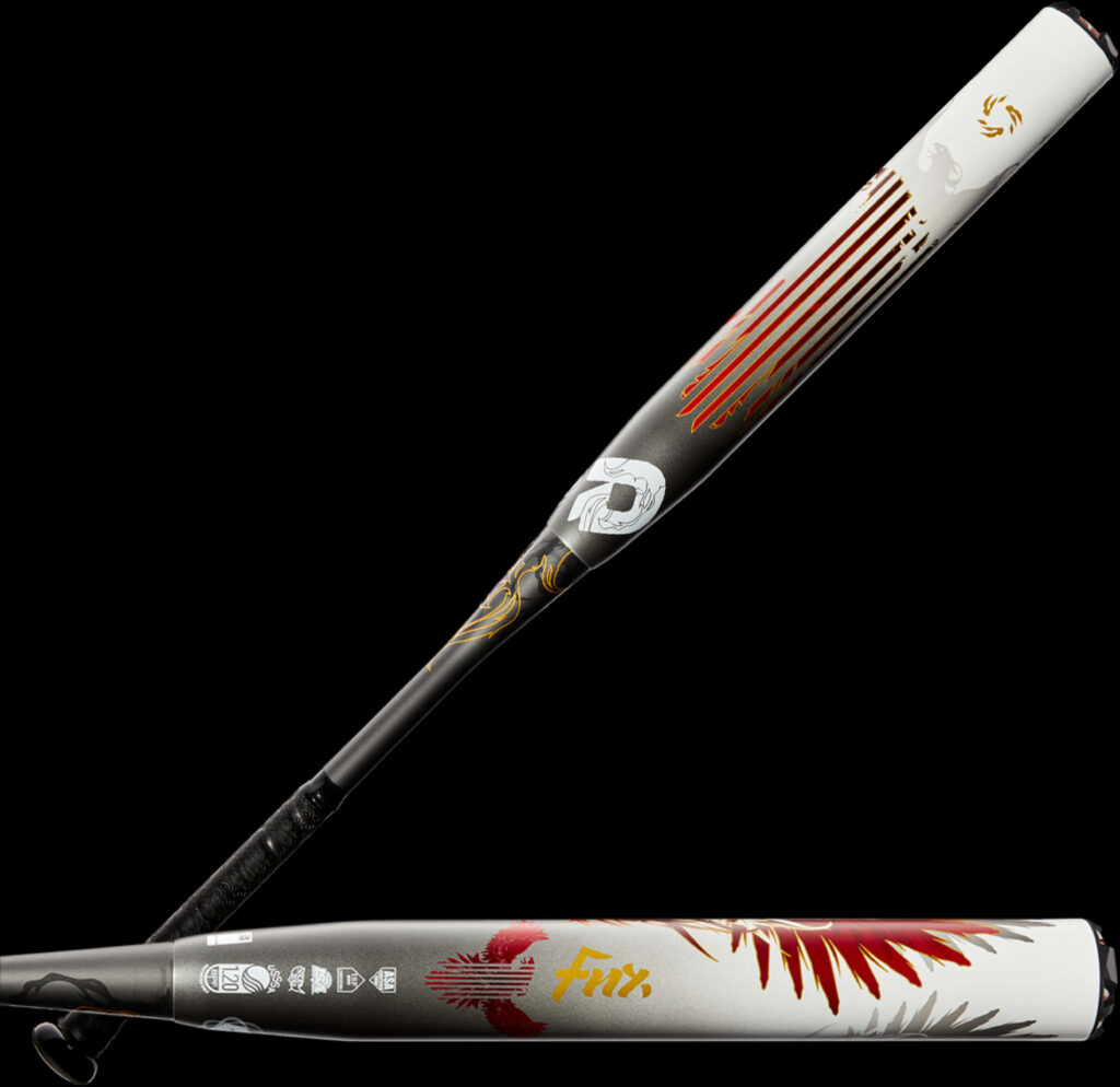 Custom Softball Bat: Sleek White, Red & Black Design Wallpaper