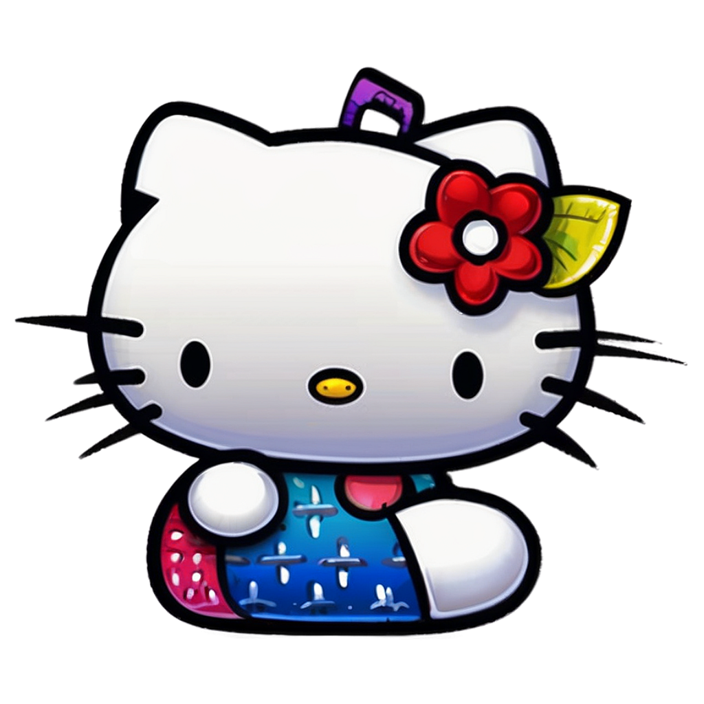 Charming Colorful Wallpaper with Cute Character & Red Flower