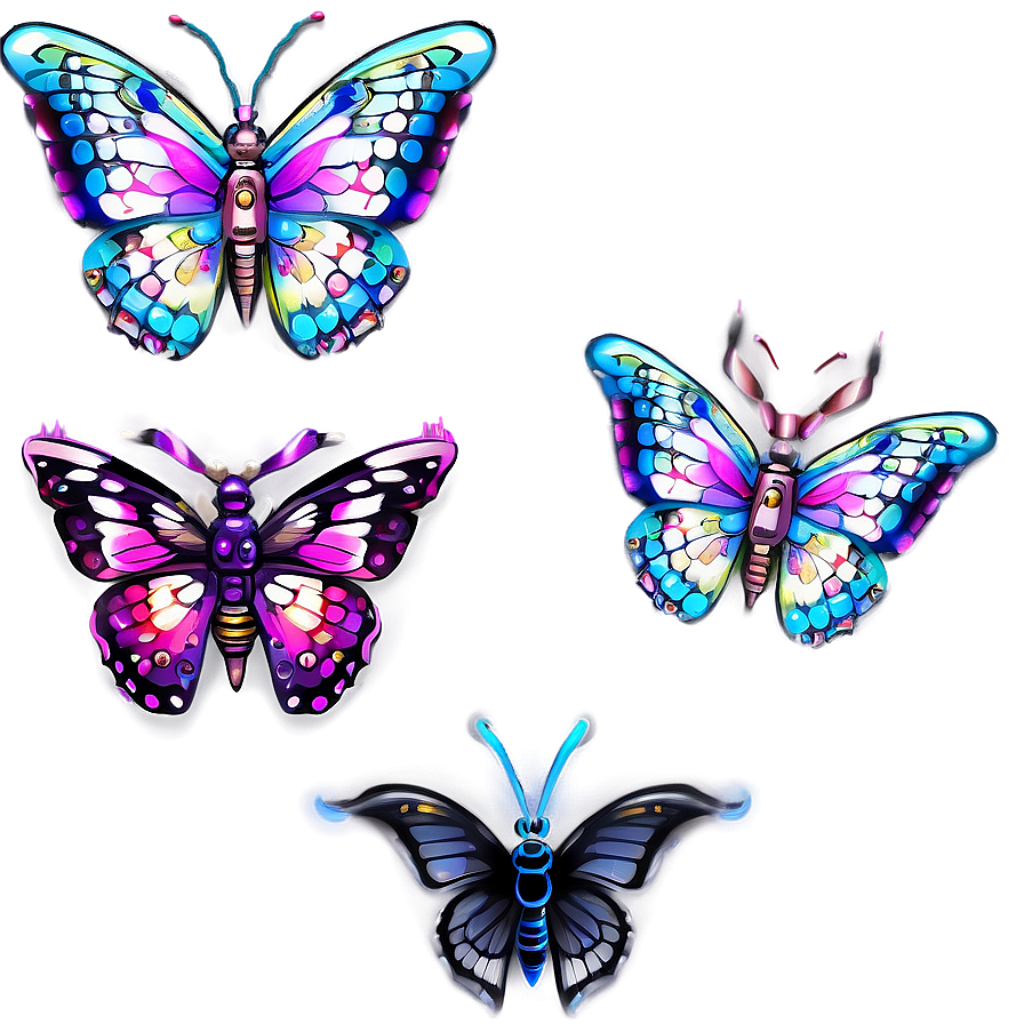 Vibrant Cyber Butterflies Wallpaper for Tech-Inspired Aesthetics