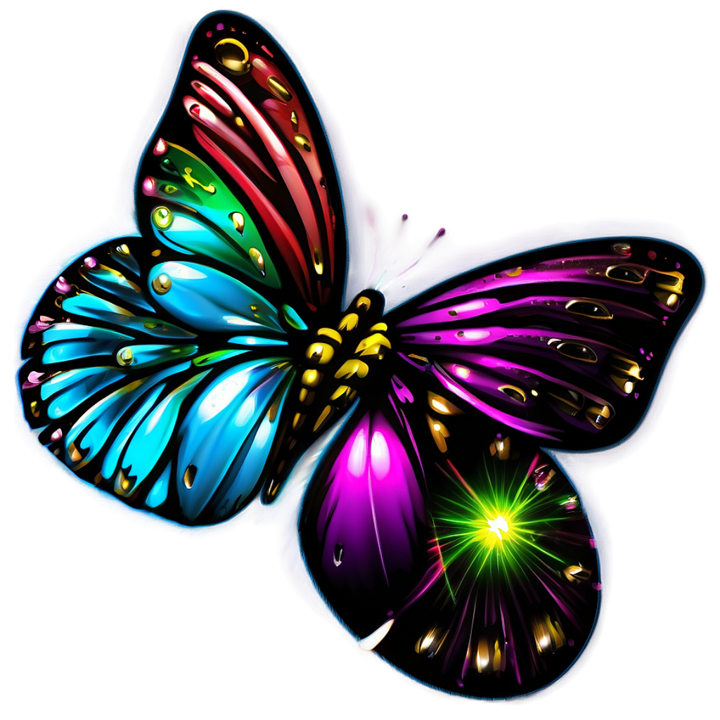Futuristic Neon Cyber Butterfly Wallpaper: Nature Meets Tech