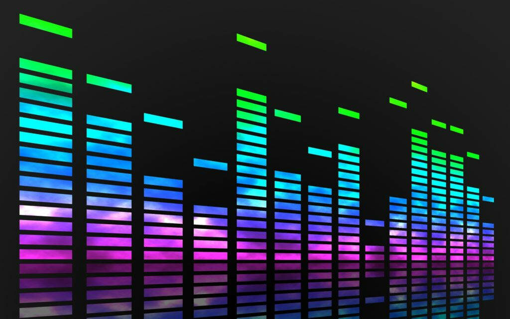 A Vibrant DJ's Sound Spectrum Unleashed on a Sleek Deep Background Wallpaper