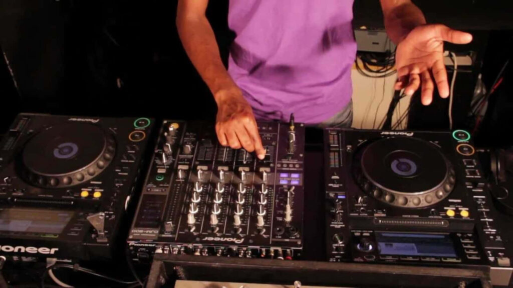 Vibrant DJ Wallpaper: Energetic Party Vibe with Mixer Dual Decks