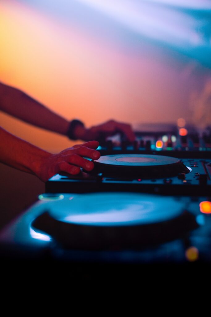 Vibrant DJ Mixing Wallpaper: Colorful Energy & Vinyl Vibes