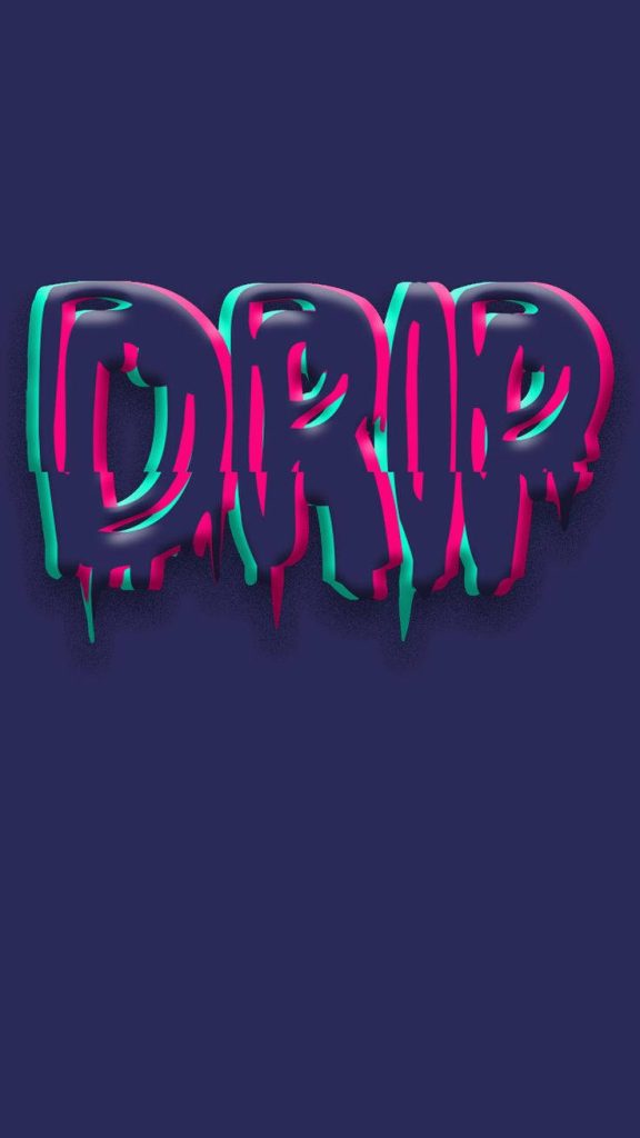 Bold 3D drip typography with cyan magenta gradients melting on navy digital wallpaper background