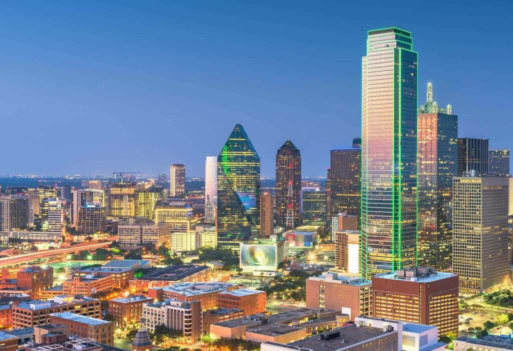 Vibrant Dallas Skyline Wallpaper: Colorful Cityscape & Skyscrapers