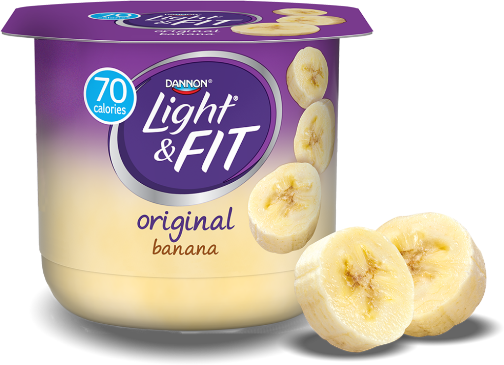 Vibrant Dannon Light & Fit Banana Yogurt Packaging - 70 Cal Wallpaper