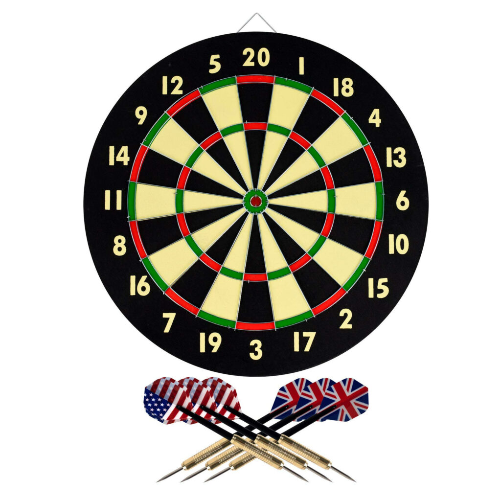 Vibrant Dartboard Wallpaper: Six Intricate Darts Design