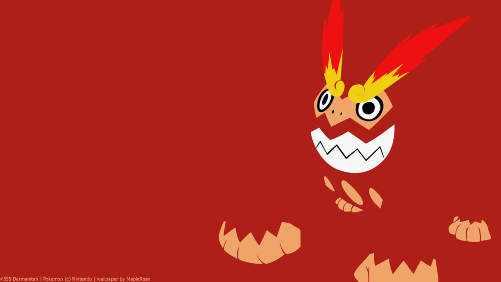 Vibrant Darumaka Wallpaper on Bold Red Background for Pokémon Fans
