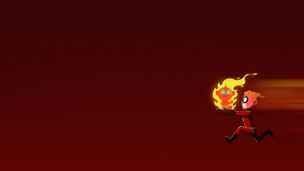Vibrant Dash & Jack-Jack Wallpaper: Fun Dynamic on Bold Red