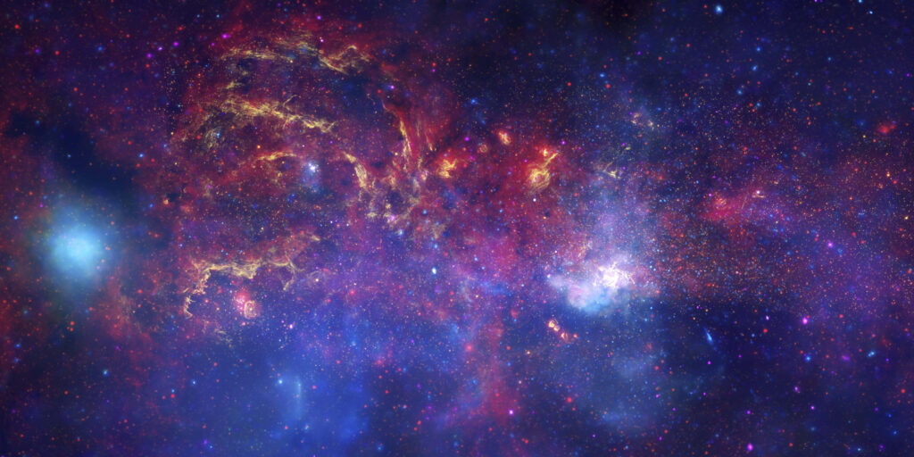 Vibrant deep space wallpaper featuring cosmic clouds, star clusters, and dazzling nebulae.