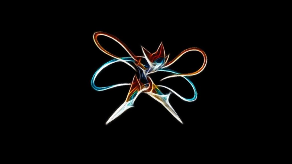 Minimalist Deoxys Attack Form Wallpaper on Black - Vibrant Design