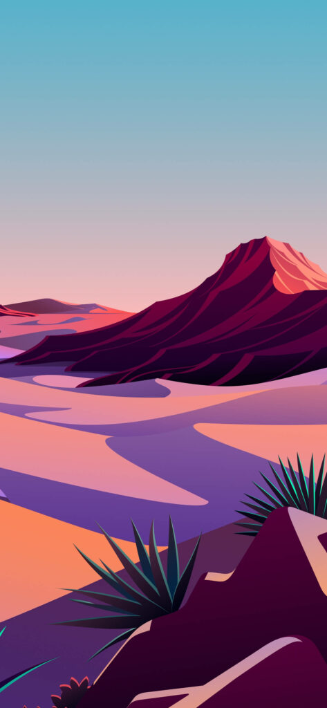 Vibrant Desert Landscape iPhone Wallpaper with Sunset Sky