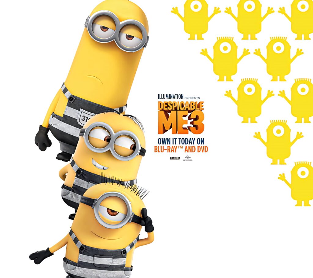 Playful Minions in Prison Outfits - Fun Wallpaper Background