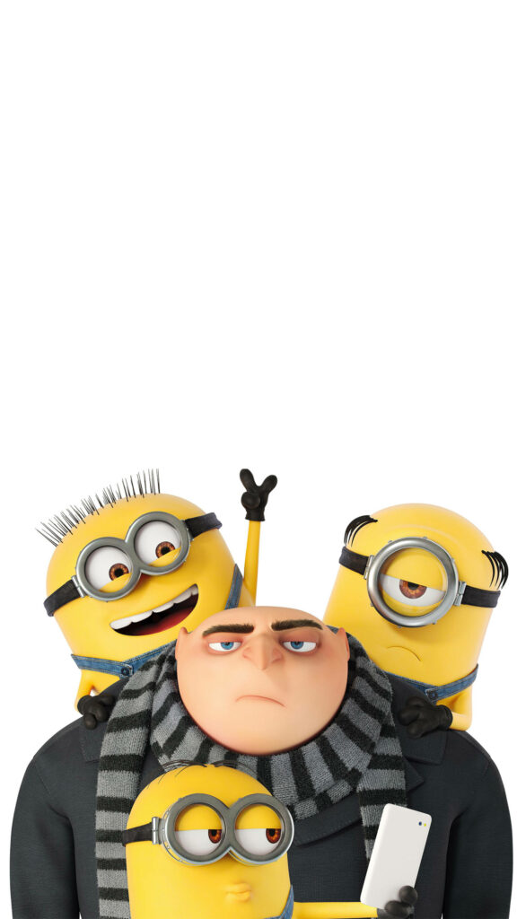 Playful Gru & Minions Wallpaper: Vibrant Background from Despicable Me