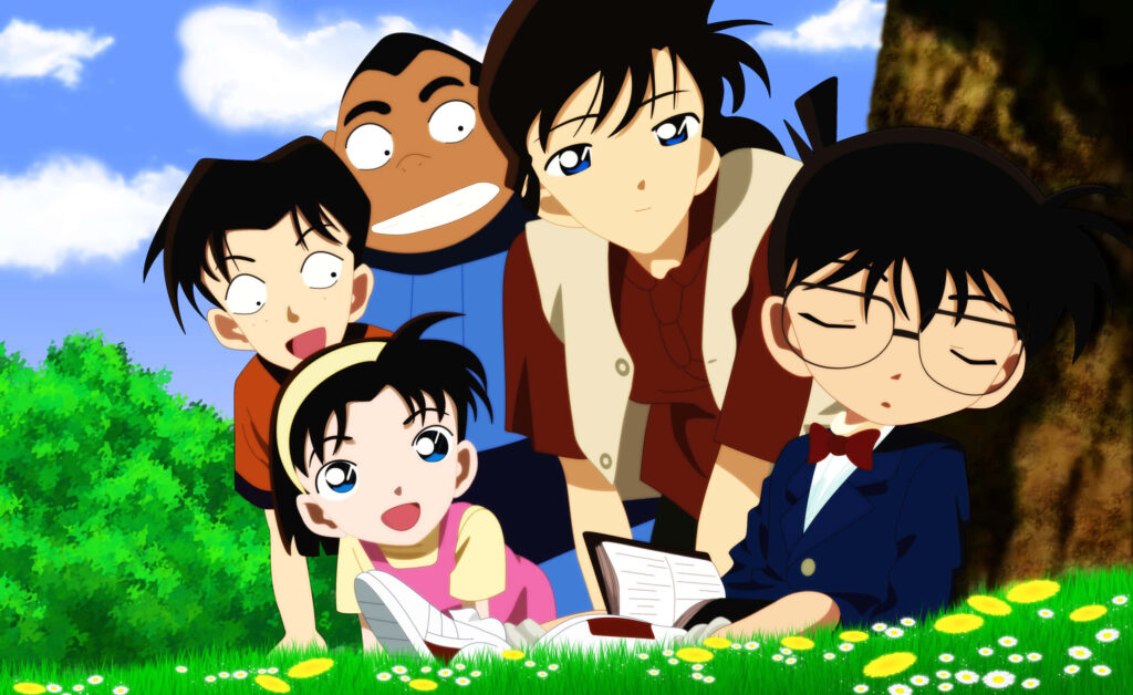 Vibrant Detective Conan Wallpaper: Characters in Peaceful Outdoor Moment