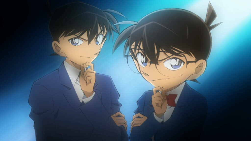 Detective Conan & Shinichi Kudo: Vibrant Wallpaper Showcasing Intellect
