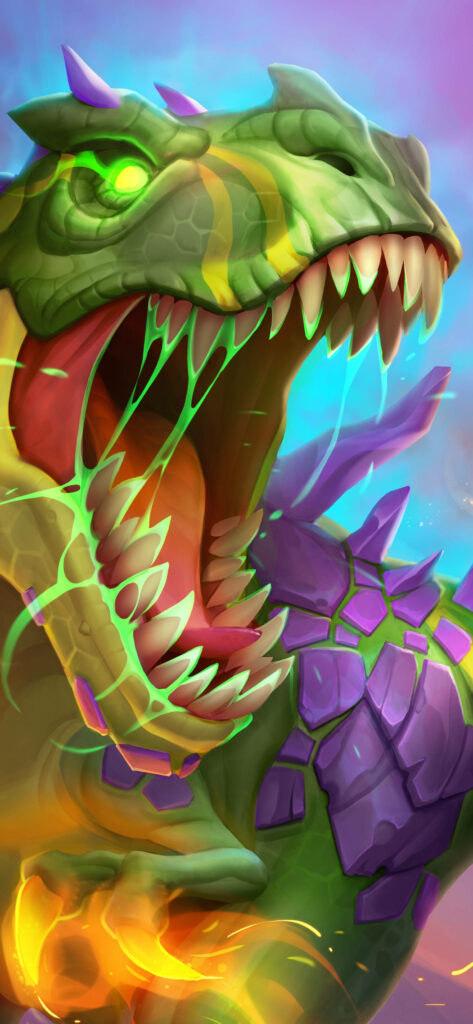 Dynamic Devilsaur Wallpaper: Vivid Hearthstone Action Art