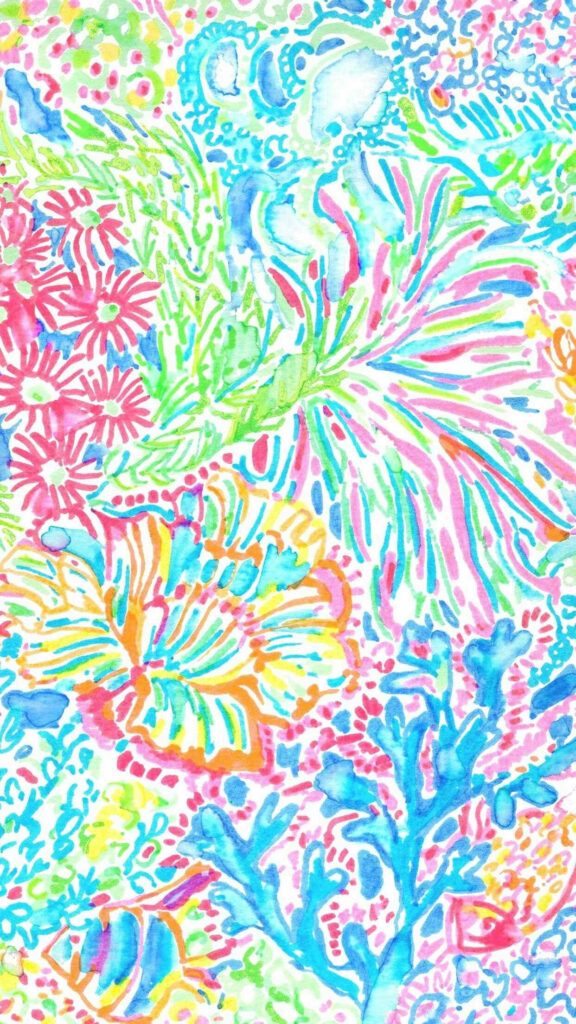 Vibrant Digital Wallpaper of Colorful Flowers & Reef Patterns