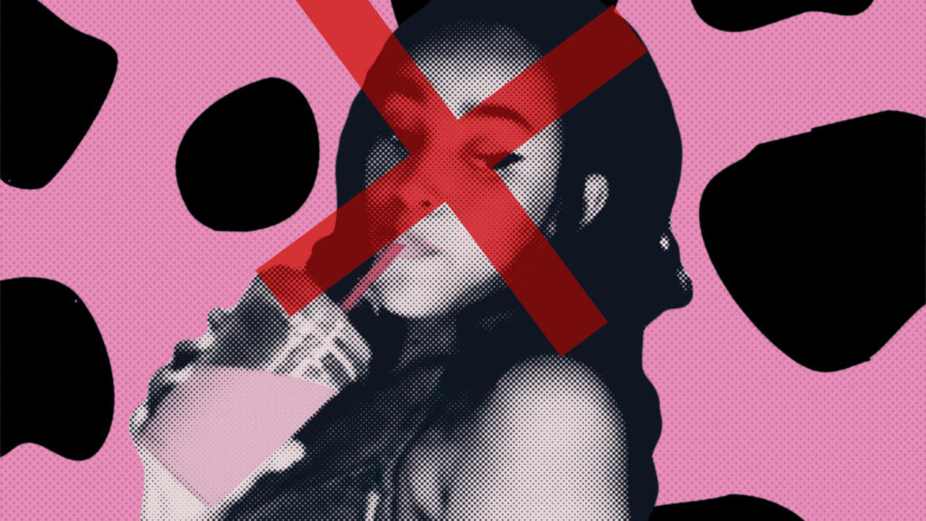 Vibrant Doja Cat Wallpaper: Pink & Black Cow-Print Milkshake Design