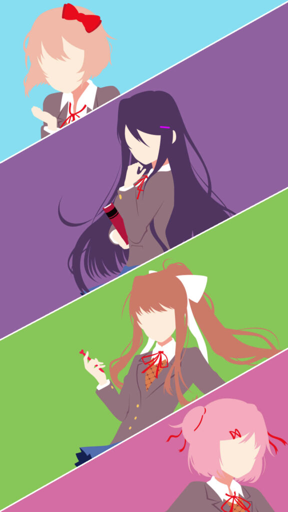 Vibrant Minimalist Doki Doki Wallpaper for iPhone Lock Screen
