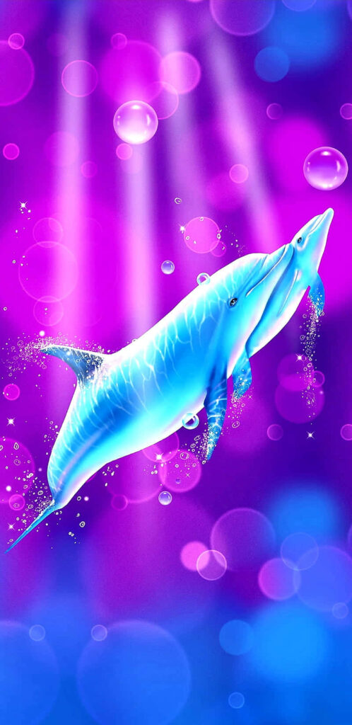 Vibrant Dolphin Mother and Calf Wallpaper - Underwater Dreamscape