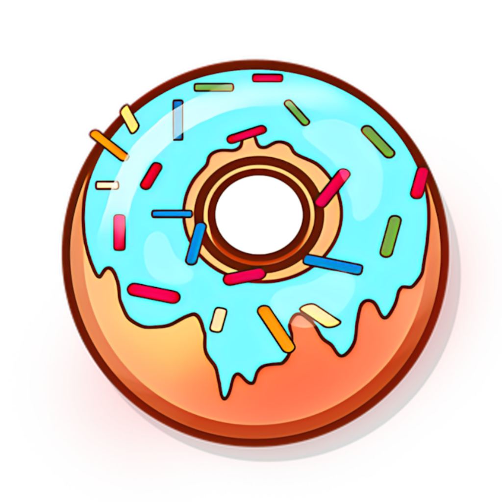 Glossy Blue Icing Donut Icon with Colorful Sprinkles Wallpaper