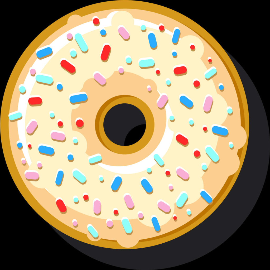 Vibrant Donut Illustration with Colorful Sprinkles - Wallpaper Background