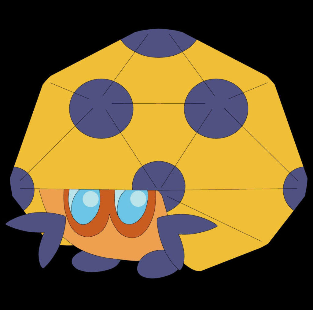 Vibrant Dottler Wallpaper: Adorable Yellow Shell on Black Background