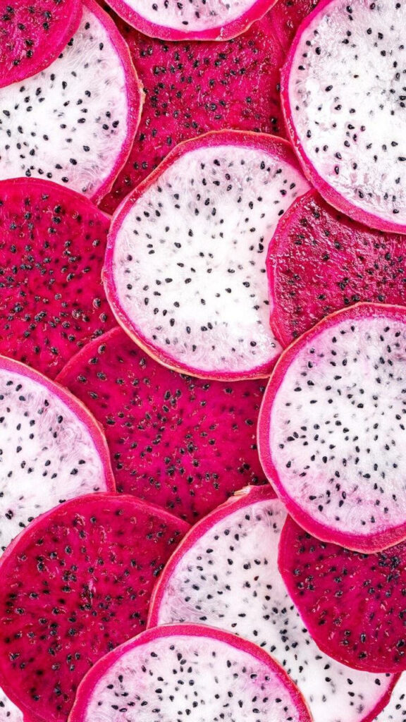 Vibrant Dragonfruit Wallpaper: Pink & White Slice Patterns