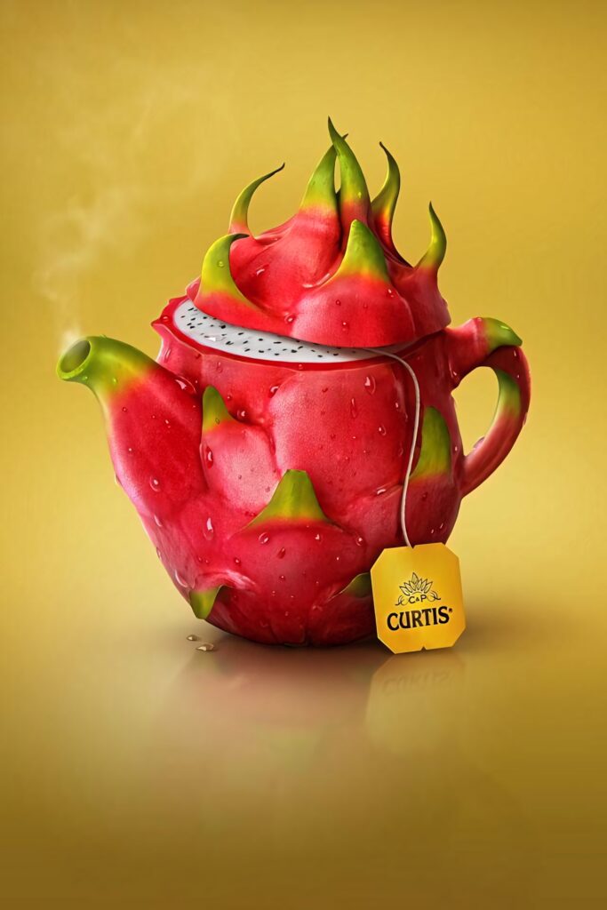Vibrant Dragonfruit Teapot Wallpaper: Creative Food Photography