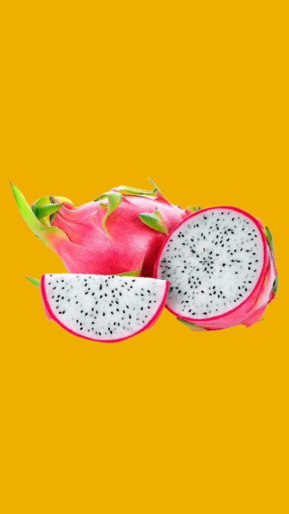 Vibrant Dragonfruit Wallpaper: Pink & Green with Bright Yellow Backdrop