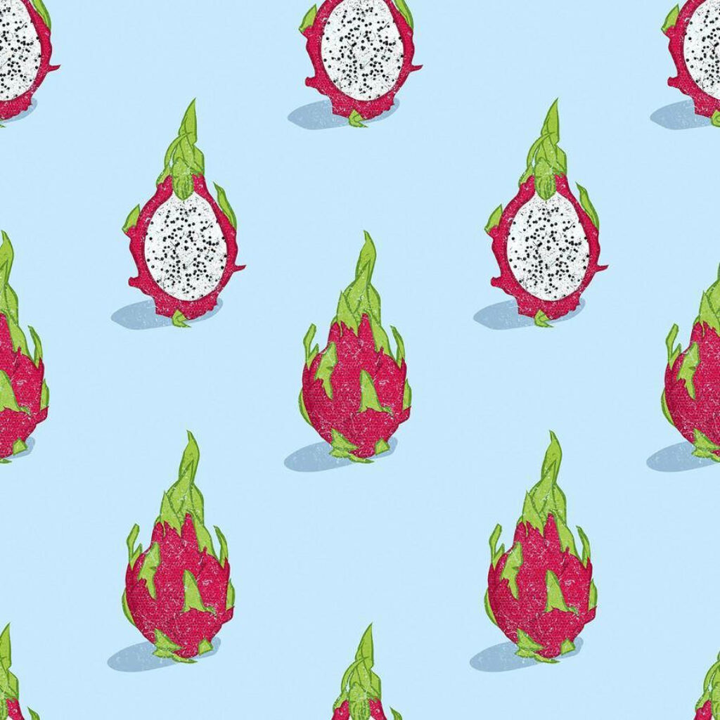 Vibrant Dragonfruit Wallpaper: Tropical Texture on Baby Blue Background