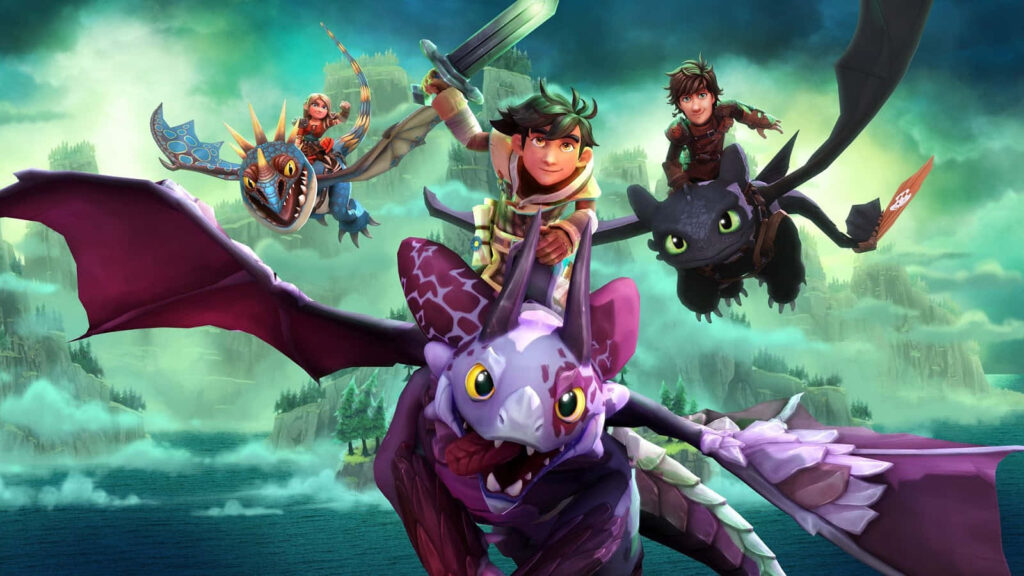 Vibrant Dragons: Hiccup and Riders Adventure Wallpaper Background