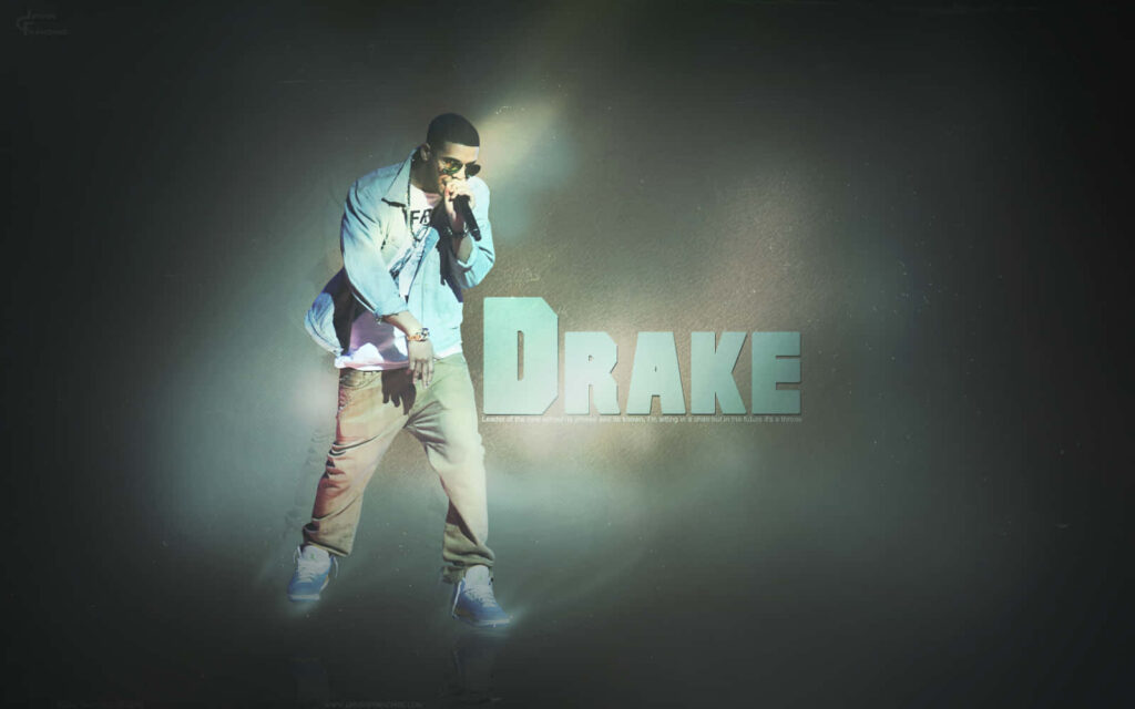 Drake Performance Wallpaper: Charismatic Stage Energy & Bold Text