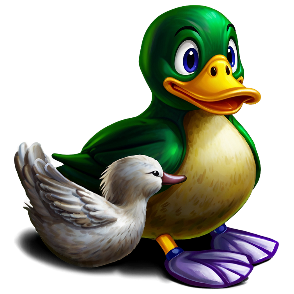 Cheerful Duck Mascot Wallpaper: Whimsical Green & Yellow Design