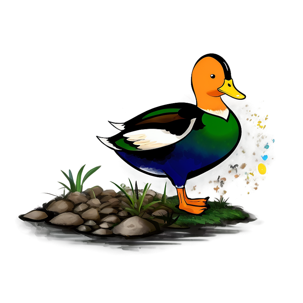 Vibrant Duck Wallpaper: Whimsical Art with Sparkling Magic