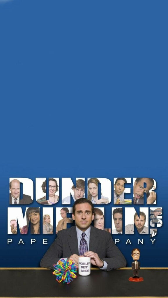 Vibrant Dunder Mifflin iPhone Wallpaper: Iconic Characters Collage