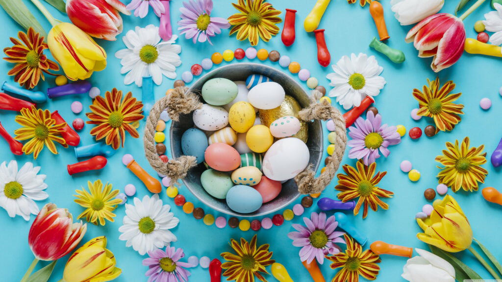 Vibrant Eggs Splashed with Spring Joy - A Festive Easter Delight! Wallpaper