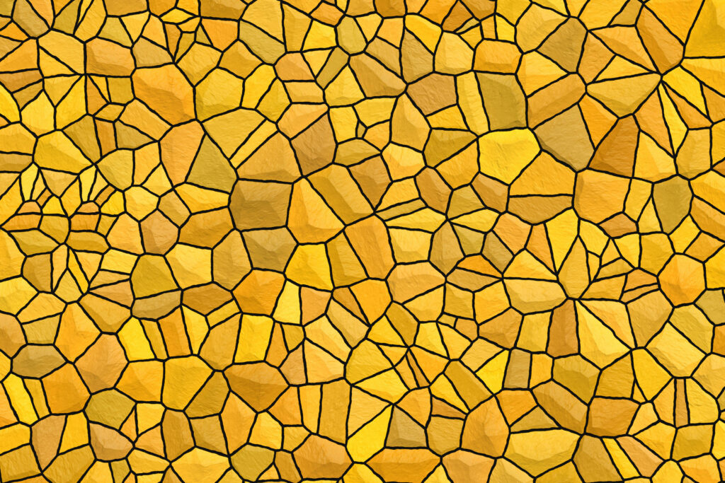 Gleaming Yellow Tapestry: A Capture of Glass-like Surface with Intricate Black Lines Wallpaper