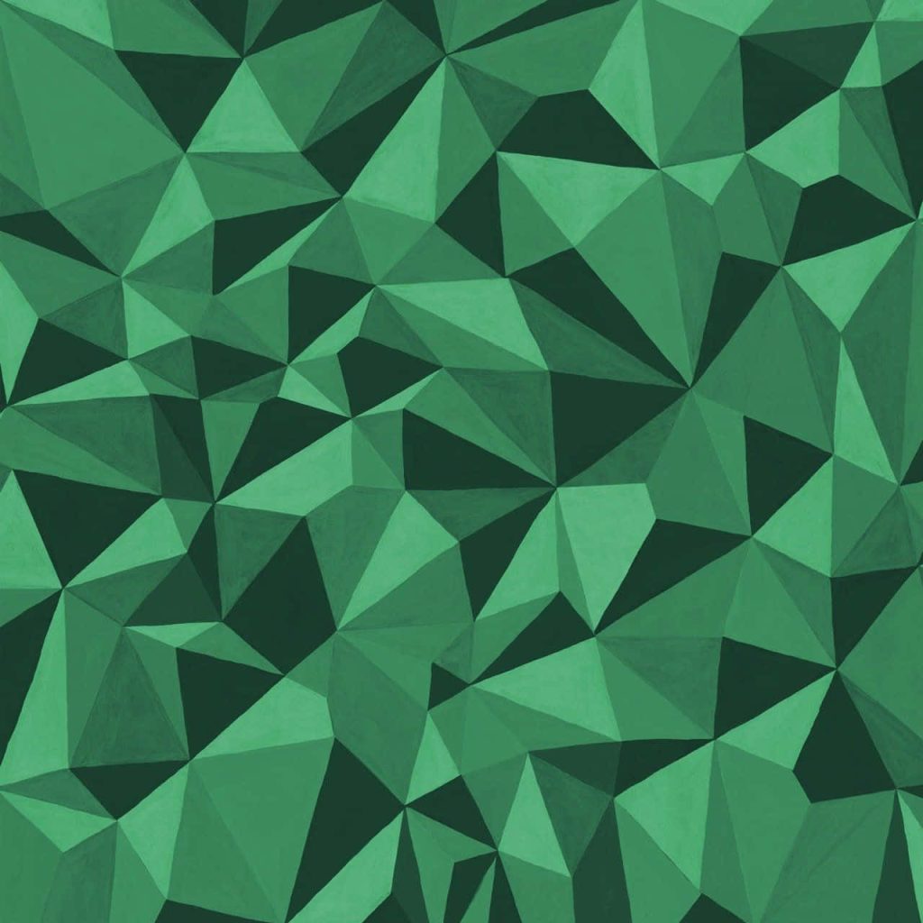 Vibrant emerald green low poly geometric background with faceted interlocking deep green triangles Wallpaper