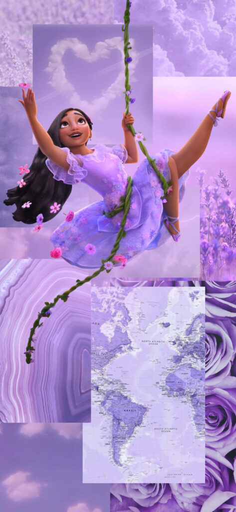 Vibrant Encanto Wallpaper: Dreamy Lavender Collage & Whimsical Elements