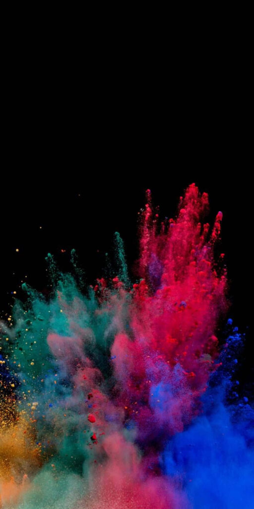 Vibrant Color Explosion: Captivating 4K Phone Wallpaper with Colorful Powder Burst on a Sleek Black Canvas
