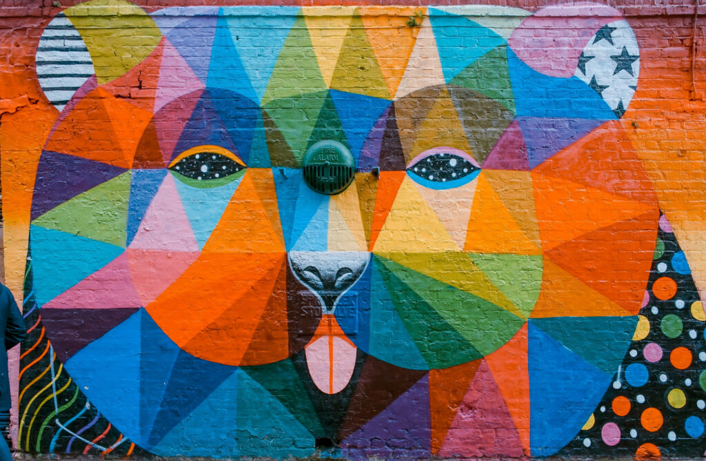 Vibrantly-hued Abstract Feline Graffiti Unveils a Kaleidoscopic Canvas Wallpaper