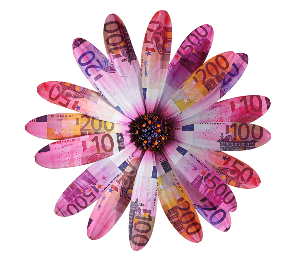 Euro Banknote Flower Wallpaper: Vibrant Art & Currency Design