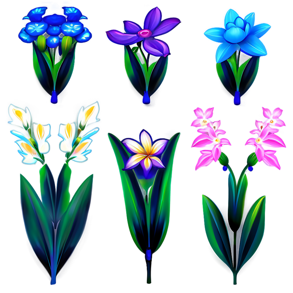 Colorful Exotic Flower Wallpaper with Tropical Touch - Transparent BG
