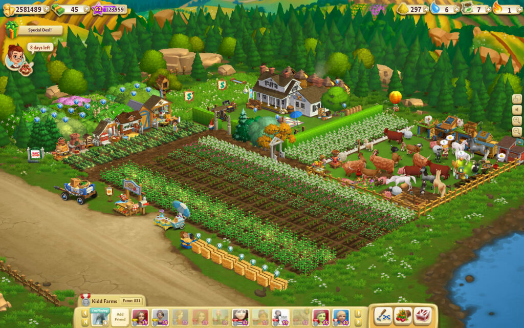 Vibrant Farmville Wallpaper: Lively Digital Farm Scene with Animals