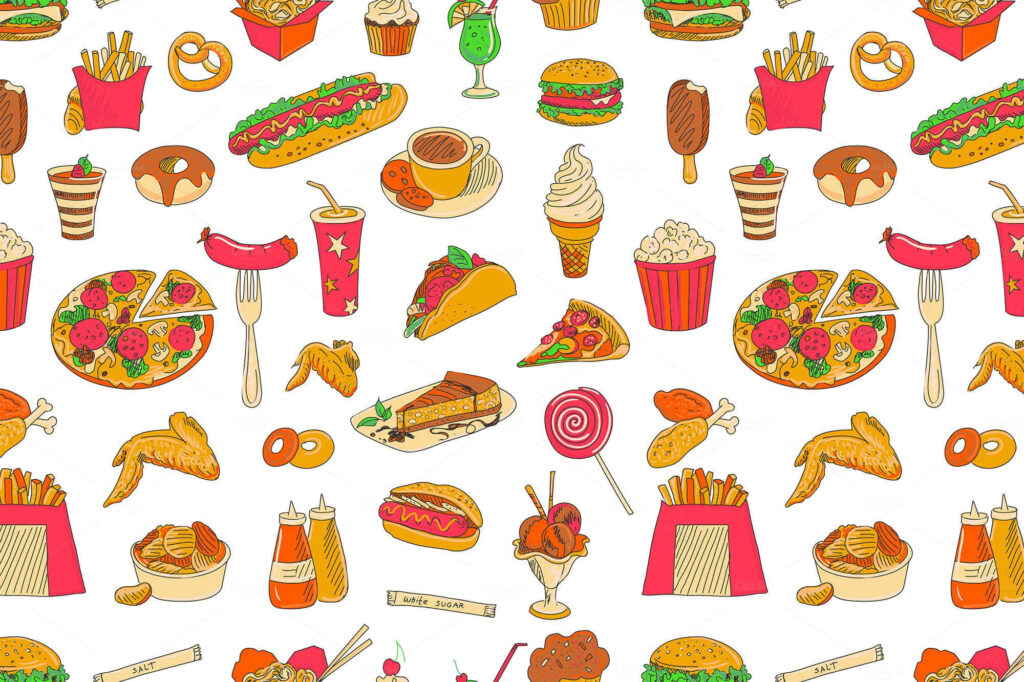 Vibrant Fast Food Vector Art Wallpaper for Creative Backgrounds