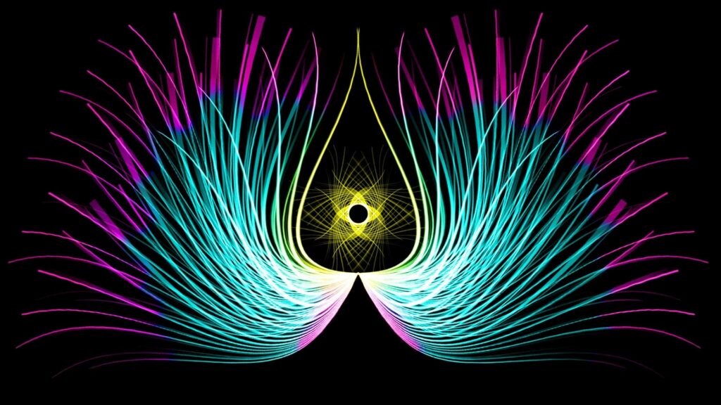 Vibrant Feather-Like Neon Pattern Wallpaper - 1920x1080 Background
