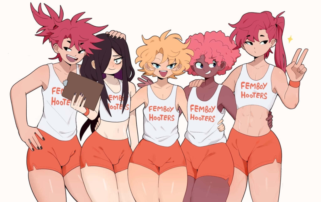 Vibrant Femboy Hooters Wallpaper: Stylish Characters & Fun Design